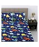 KIDS WONDERS Kids Print Flat  Bed Sheet Design 2 in Blue Color With 2 Pillow Covers