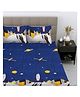 Kids wonders kids print flat  bed sheet design 7 in blue with 2 pillow covers