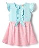 Dew Drops Cotton Woven Frill Sleeves Frock With Floral Print - Pink