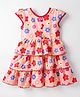 Dew Drops Cotton Woven Sleeveless Frock With Floral Print - Peach