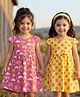 Babyhug Single Jersey Knit Half Sleeves Frocks with Tropical & Floral Print Pack of 2 - Dark Pink & Yellow