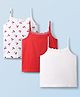 Honeyhap Premium Cotton Elastane Knit Sleeveless Solid & Cheery Printed Slips With Bio Finish Pack of 3 - High Risk Red & Bright White