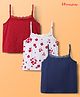 Honeyhap Premium Cotton Knit Singlet Sleeves Slips With Bio Finish Polka Dots & Floral Print Pack Of 3 - Navy Blue Red & White