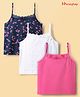 Honeyhap Premium Cotton Elastane Knit Sleeveless Polka Dot & Floral Printed Slips Pack of 3 - Navy Peony Bright White & Fandango Pink