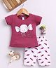 Nottie Planet Cotton Half Sleeves Candy Printed Top & Capris Set - Maroon