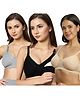 TUMMY Bamboo Cotton Pack of 3 Solid Non Padded Wired free Bra With Nursing Access - Multi Colour