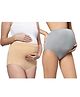 TUMMY Bamboo Cotton Pack Of 2 Solid High Waist Maternity Panty - Multi Colour