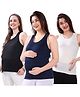 TUMMY Viscose Pack Of 3 Sleeveless Solid Maternity Tank Tops With Nursing Access - Multi Colour