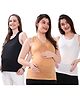 TUMMY Viscose Pack Of 3 Sleeveless Solid Maternity Tank Tops With Nursing Access - Multi Colour