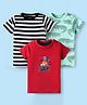 Kidi Wav Cotton Pack Of 3 Half Sleeves Striped & Vehicles Printed Tees - Multi Colour