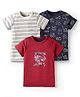 Kidi Wav Cotton Pack Of 3 Half Sleeves Striped & Vehicles Printed Tees - Multi Colour