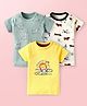 Kidi Wav Cotton Pack Of 3 Half Sleeves Vehicles & Animals Printed Tees - Multi Colour