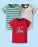 Kidi Wav Cotton Pack Of 3 Half Sleeves Vehicles Printed & Striped Tees - Multi Colour