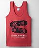 Taeko Single Jersey Knit Sleeveless Vest with Typography Print - Red