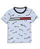 Tommy Hilfiger Cotton Knit Half Sleeves Brand Name Printed T-Shirt - Light Blue
