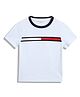 Tommy Hilfiger Cotton Knit Half Sleeves Striped T-Shirt - Light Blue