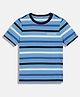 Tommy Hilfiger Cotton Knit Half Sleeves Striped T-Shirt - Light Blue
