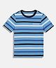 Tommy Hilfiger Cotton Knit Half Sleeves Striped T-Shirt - Light Blue