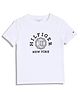 Tommy Hilfiger Cotton Knit Half Sleeves T-Shirt with Text Print - White