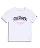 Tommy Hilfiger Cotton Knit Half Sleeves T-Shirt with Brand Name Print - White