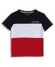 Tommy Hilfiger Cotton Knit Half Sleeves Cut & Sew T-Shirt with Color Block - Red