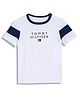 Tommy Hilfiger Cotton Knit Half Sleeves Cut & Sew T-Shirt with Brand Name Print - White