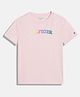 Tommy Hilfiger Cotton Knit Half Sleeves T-Shirts with Brand Name Print - Pink