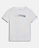 Tommy Hilfiger Cotton Knit Half Sleeves T-Shirts with Brand Name Print - White