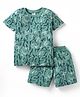 Taeko Single Jersey Knit Half Sleeves T-Shirt & Shorts Co-ord Set With Alphabet Text Print - Sea Green