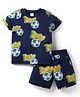 Taeko Single Jersey Knit Half Sleeves T-Shirt & Shorts Co-ord Set with Football Print - Navy Blue
