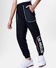 Pine Kids Cotton Knit Full Length Lounge Pant with Text Print & Pipe Detailing - Black