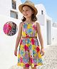 Hola Bonita Knit Sleeveless Frock With Floral Print & Belt - Yellow