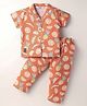 Enfance Core Cotton Woven Half Sleeves Fruits Printed Coordinating Night Suit Set - Brown