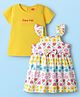 Babyhug Single Jersey Knit Half Sleeves Frock & Inner Tee with Floral Print - White