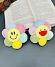 Radhya accessories Set Of 2 Smiley Floral Designed Plushie Hair Clips - Multi Colour