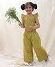 BownBee Pure Cotton Cap Sleeves Fish Printed Coordinating Top & Culottes Set - Mustard