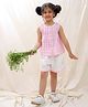 BownBee Pure Cotton Sleeveless Checked Top With Shorts Set - Pink