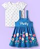 Babyhug 100% Cotton Half Sleeves Polka Dots & Floral Printed Frock With Inner Tee - Blue