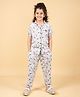 tweeny mini 100% Pure Rayon Woven Half Sleeves Floral & Butterfly Printed Coordinated Night Suit Set - Blue