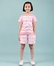 tweeny mini 100% Pure Cotton Knit Half Sleeves Tie Dye Coordinating Top & Shorts Set - Pink