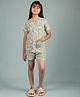 tweeny mini 100% Pure Rayon Woven Half Sleeves Floral Printed Coordinating Night Suit Set - Light Green