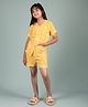 tweeny mini 100% Pure Rayon Woven Half Sleeves Floral Printed Coordinating Night Suit Set - Yellow