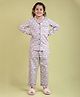 tweeny mini 100% Pure Cotton Woven Full Sleeves Sheeps Printed Coordinating Night Suit Set - Lavender