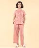 tweeny mini 100% Pure Cotton Woven Half Peasant Sleeves Striped Coordinating Night Suit Set - Orange