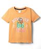 Tango Single Jersey Knit Half Sleeves T-Shirt with Text Print - Peach