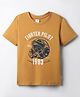 Taeko Single Jersey Knit Half Sleeves T-Shirt with Text Print - Khaki