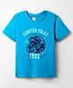 Taeko Single Jersey Knit Half Sleeves T-Shirt with Text Print - Light Blue