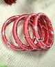 Kamule Silk Set Of 2 Thread & Gota Patti Lace Embellished Bangles - Rose Pink