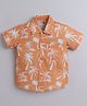 Aww Hunnie Half Sleeves Palm Trees Printed Shirt - Orange
