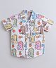 Aww Hunnie Half Sleeves Dinosaur Printed Shirt - Cream